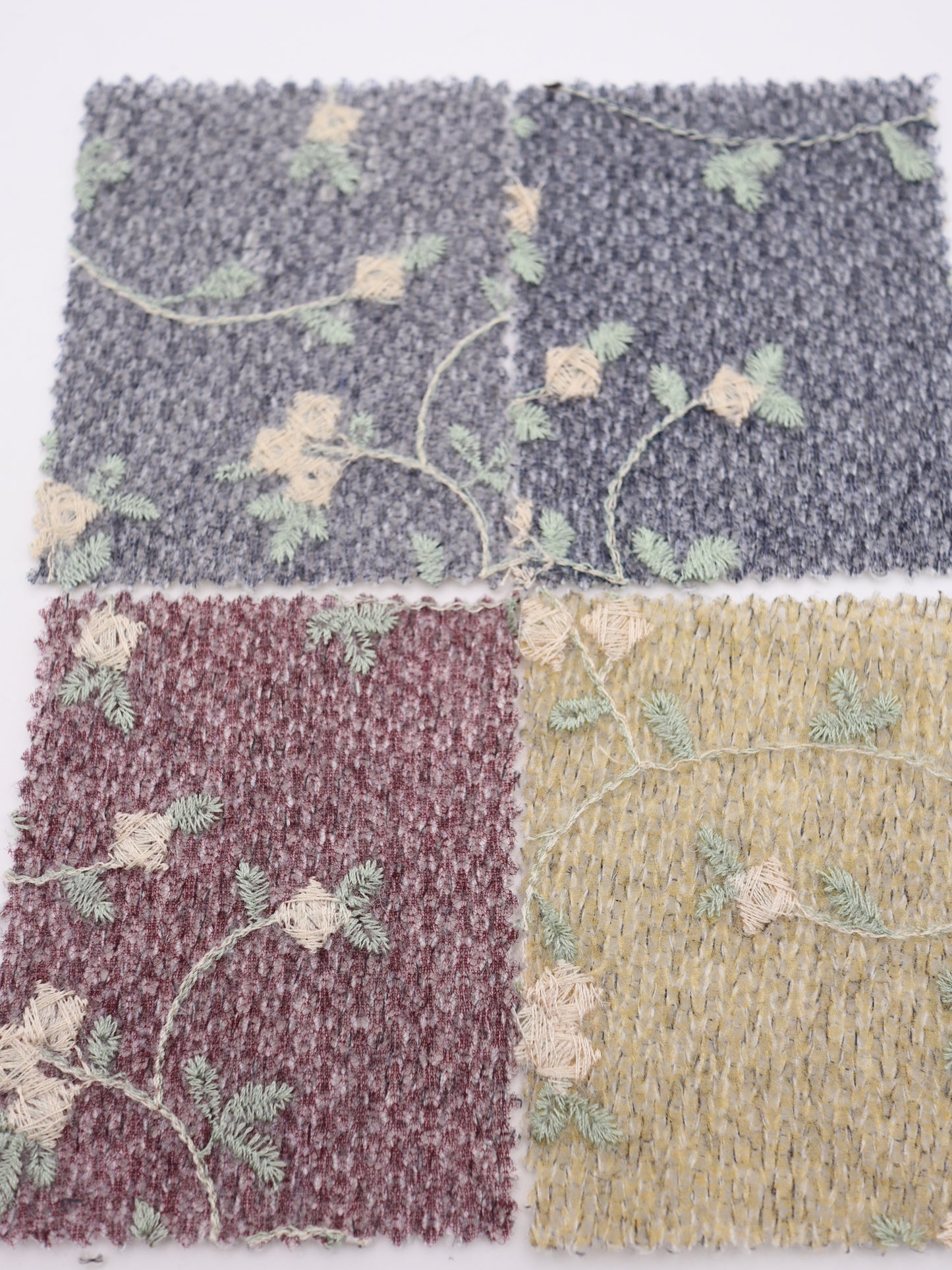 フラワー刺繍オーガンジーボンディングニットソー｜【生地幅】約142センチ 【混率】アクリル50％ポリエステル50％｜ドッグウエア・KIDSウエア・トップス・雑貨向き｜26AW-236