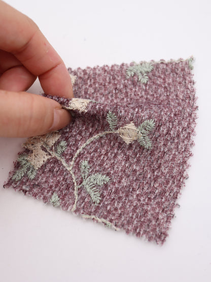 フラワー刺繍オーガンジーボンディングニットソー｜【生地幅】約142センチ 【混率】アクリル50％ポリエステル50％｜ドッグウエア・KIDSウエア・トップス・雑貨向き｜26AW-236
