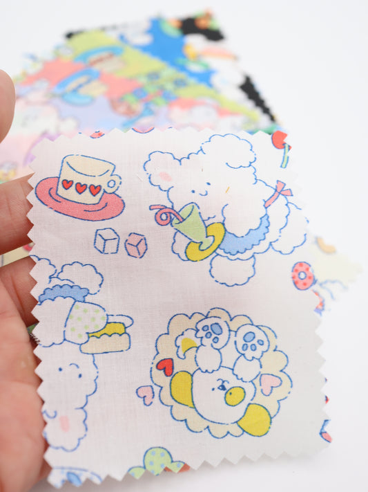 【25AW-024】カフェバイトもこもこうさちゃんプリント綿ローン　/0.5ｙあたり=～775円
