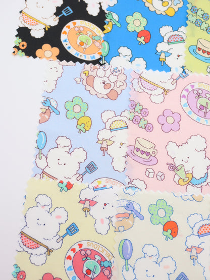 【25AW-024】カフェバイトもこもこうさちゃんプリント綿ローン　/0.5ｙあたり=～775円