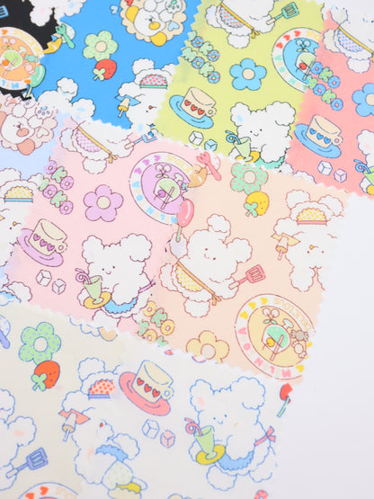【25AW-024】カフェバイトもこもこうさちゃんプリント綿ローン　/0.5ｙあたり=～775円