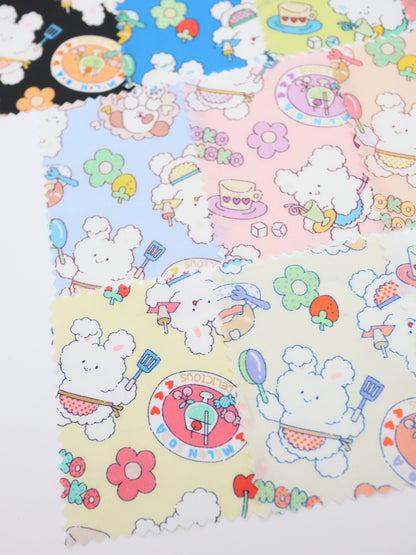 【25AW-024】カフェバイトもこもこうさちゃんプリント綿ローン　/0.5ｙあたり=～775円