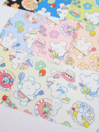 【25AW-024】カフェバイトもこもこうさちゃんプリント綿ローン　/0.5ｙあたり=～775円