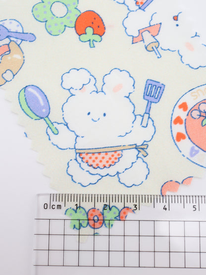 【25AW-024】カフェバイトもこもこうさちゃんプリント綿ローン　/0.5ｙあたり=～775円