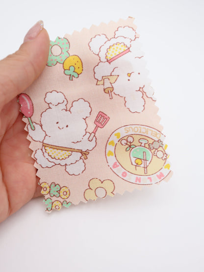 【25AW-024】カフェバイトもこもこうさちゃんプリント綿ローン　/0.5ｙあたり=～775円