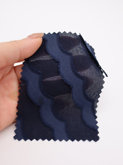 3D立体なみなみスカラップジャガードシフォン｜【生地幅】約142センチ 【混率】ポリエステル100％｜ドッグウエア・KIDSウエア・ブラウス・雑貨・衣装向き｜26AW-249