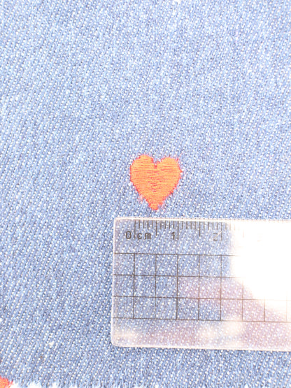 【25AW-007】ハート刺繍デニム　/0.5ｙあたり=～925円