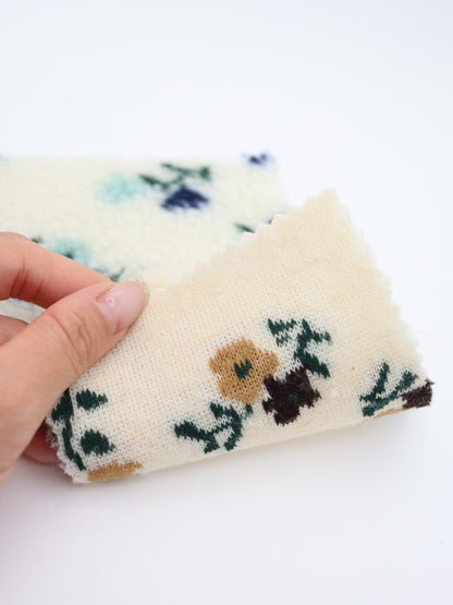 【25AW-032】フラワー柄ボアニット　/0.5ｙあたり=～1035円