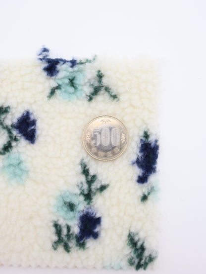 【25AW-032】フラワー柄ボアニット　/0.5ｙあたり=～1035円