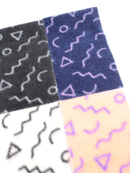 【25AW-031】幾何柄プリント両面起毛ニット　/0.5ｙあたり=～880円