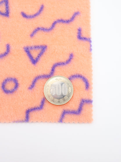 【25AW-031】幾何柄プリント両面起毛ニット　/0.5ｙあたり=～880円