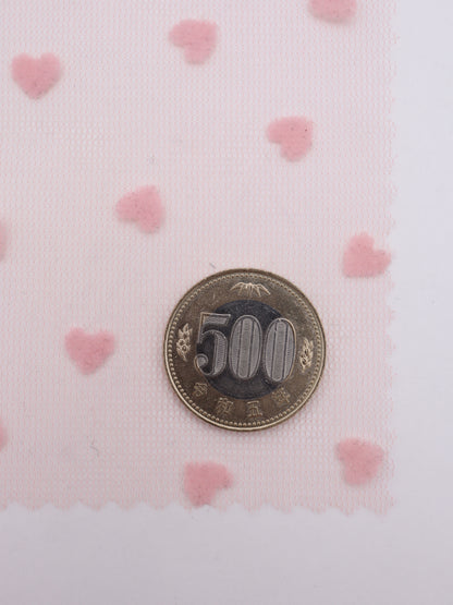 プチハートフロッキープリントチュール｜【生地幅】約142センチ 【混率】ポリエステル100％｜ドッグウエア・KIDSウエア・ドレス・衣装・雑貨向き｜26AW-285