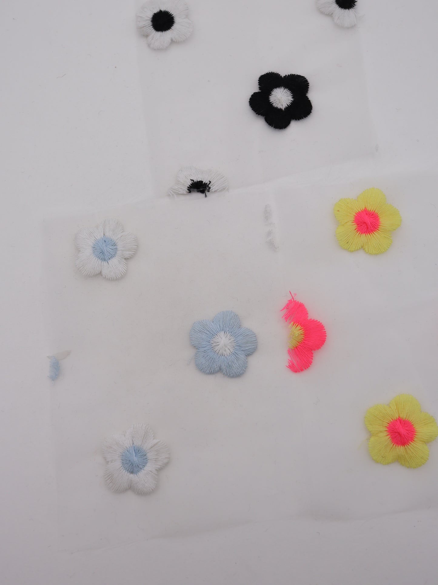 レトロフラワー刺繍オーガンジー｜【生地幅】約127センチ 【混率】ポリエステル100％｜ドッグウエア・KIDSウエア・雑貨・衣装向き｜26AW-284