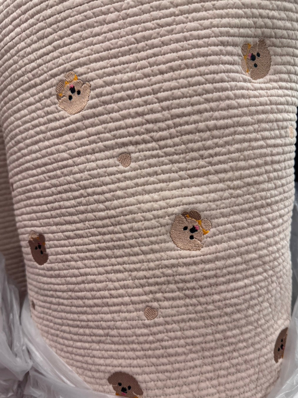 【26SS-002】ビションフリーゼ×ハート刺繍7㎜幅ステッチヌビ　/0.5ｙあたり=～1950円