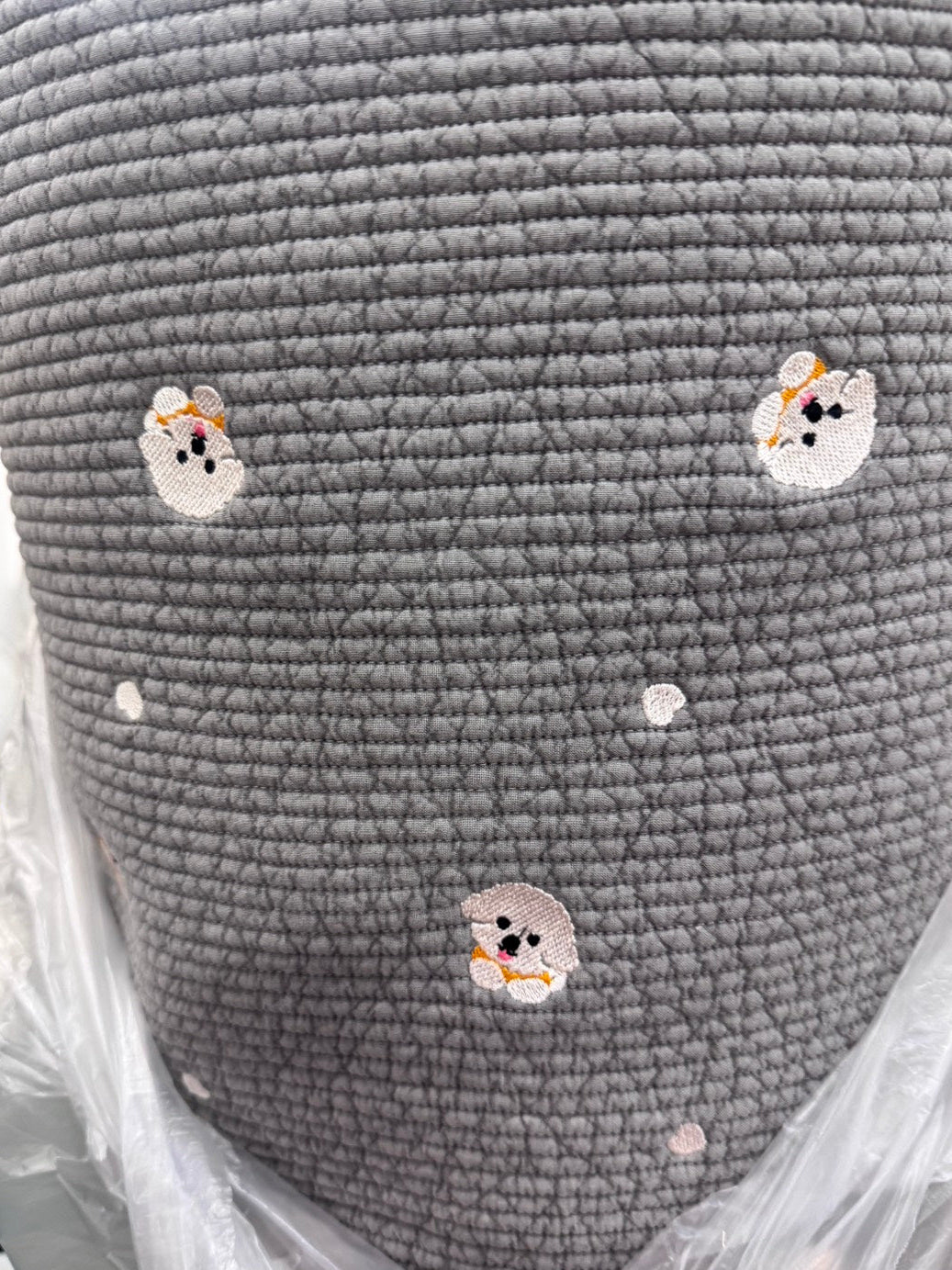 【26SS-002】ビションフリーゼ×ハート刺繍7㎜幅ステッチヌビ　/0.5ｙあたり=～1950円