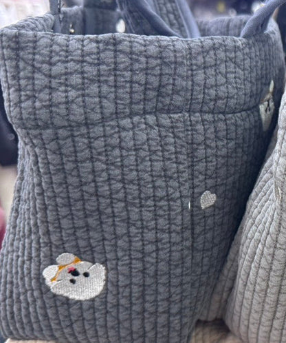 【26SS-002】ビションフリーゼ×ハート刺繍7㎜幅ステッチヌビ　/0.5ｙあたり=～1950円